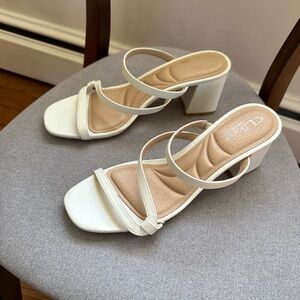 CL by Laundry White Strap Heels